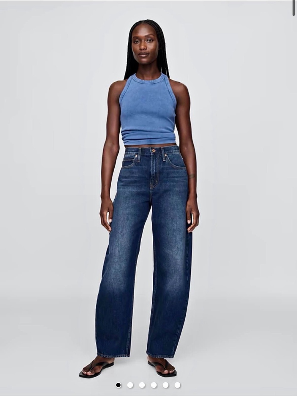 High-Rise Barrel Women’s Jeans - Dark Blue